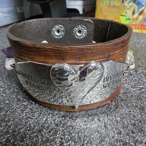 NWT PAPARAZZI Silver Heart Brown Leather Bracelet